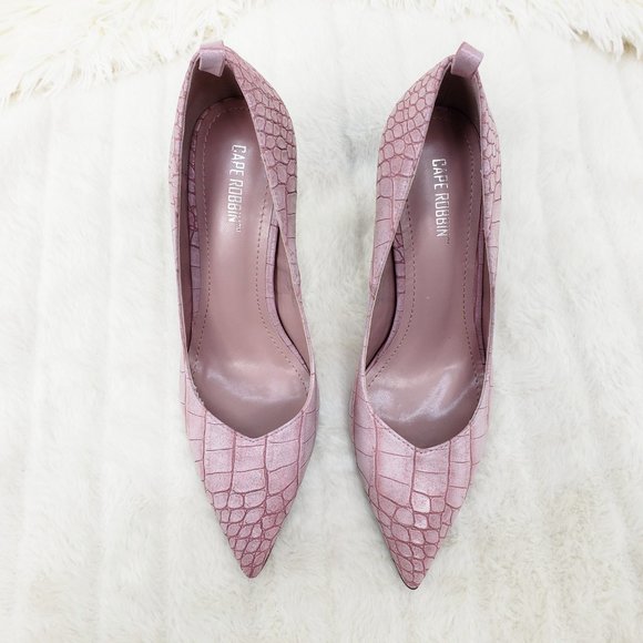 Lilac Snake Removable ankle strap Pumps High Heels - Picture 11 of 14